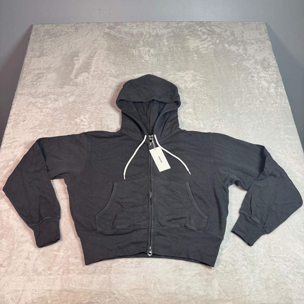 NWT Buck Mason Womens Vintage Interloop Full Zip Hoodie Soft Black Venice Wash M